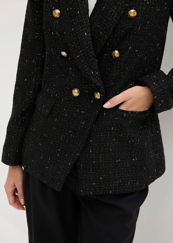 Blazer en maille bouclette &agrave; boutonnage double, bonprix