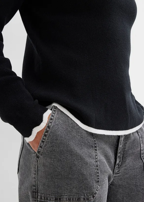 T-shirt en maille &agrave; base contrastante, bonprix