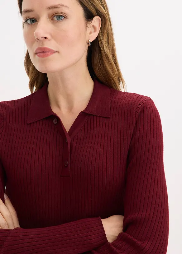 Polo en maille c&ocirc;tel&eacute;e, viscose majoritaire, bonprix