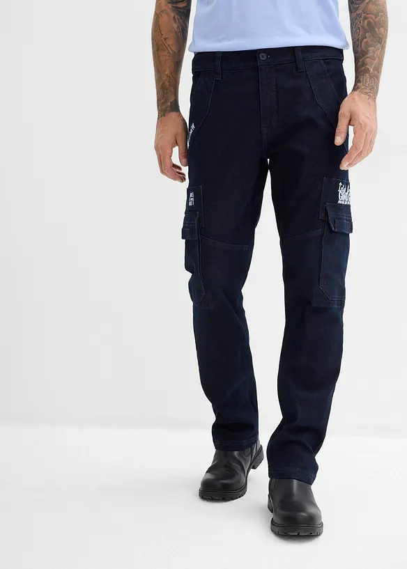 Jean cargo extensible loose taille &eacute;lastiqu&eacute;e, droit, bonprix