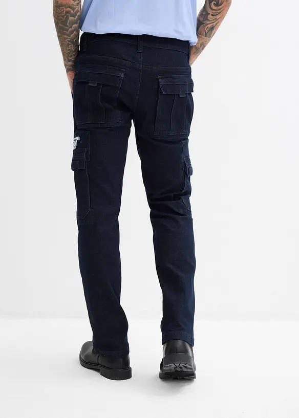 Jean cargo extensible loose taille &eacute;lastiqu&eacute;e, droit, bonprix