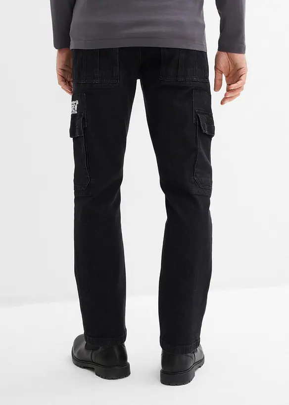 Jean cargo extensible loose taille &eacute;lastiqu&eacute;e, droit, bonprix