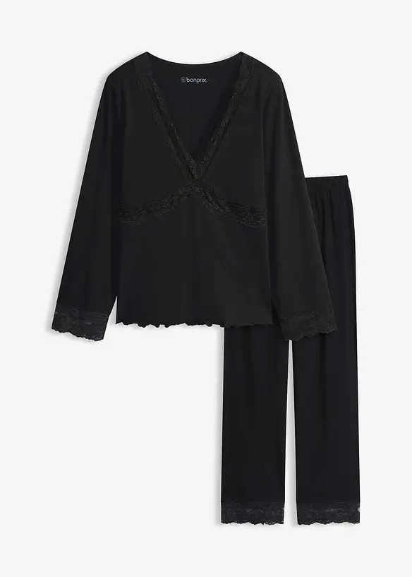 Pyjama &agrave; empi&egrave;cement en dentelle, bonprix