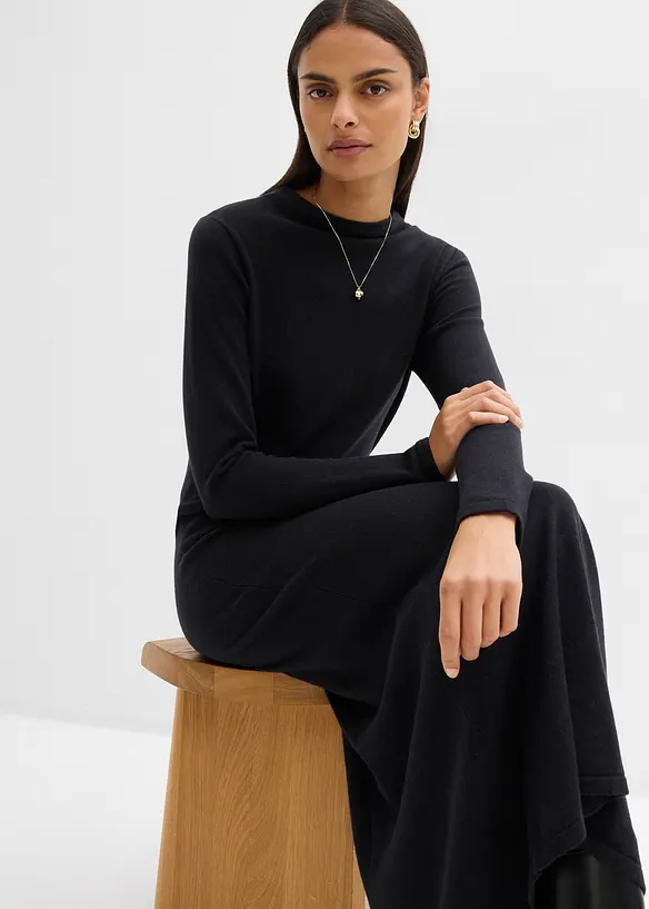 Robe longue en maille fine avec cachemire, bonprix