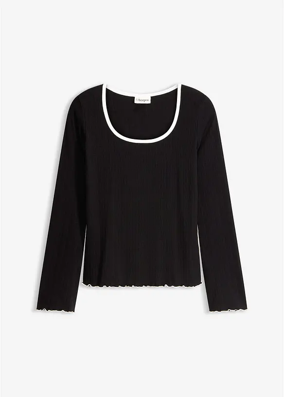 T-shirt manches longues c&ocirc;tel&eacute;, bonprix