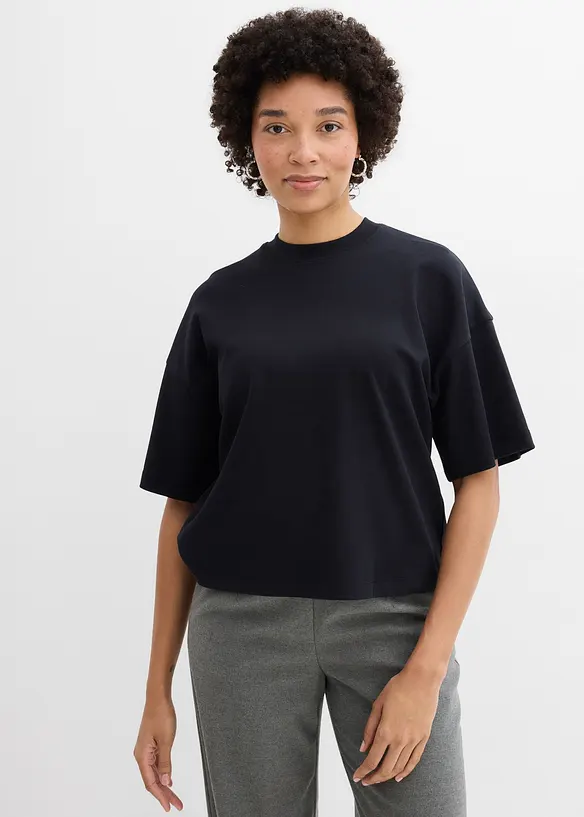 T-shirt court et oversize en coton &eacute;pais, bonprix