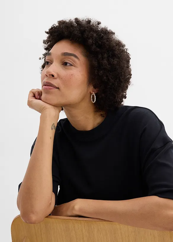 T-shirt court et oversize en coton &eacute;pais, bonprix