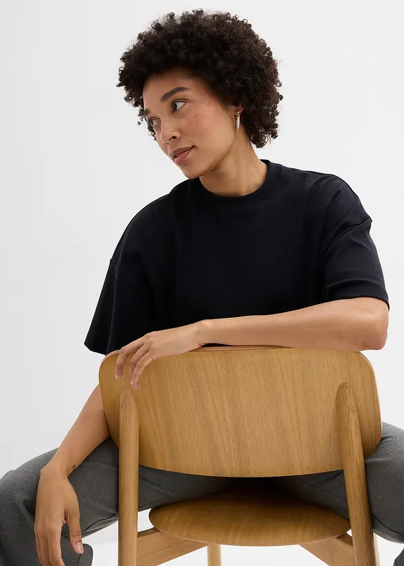 T-shirt court et oversize en coton &eacute;pais, bonprix