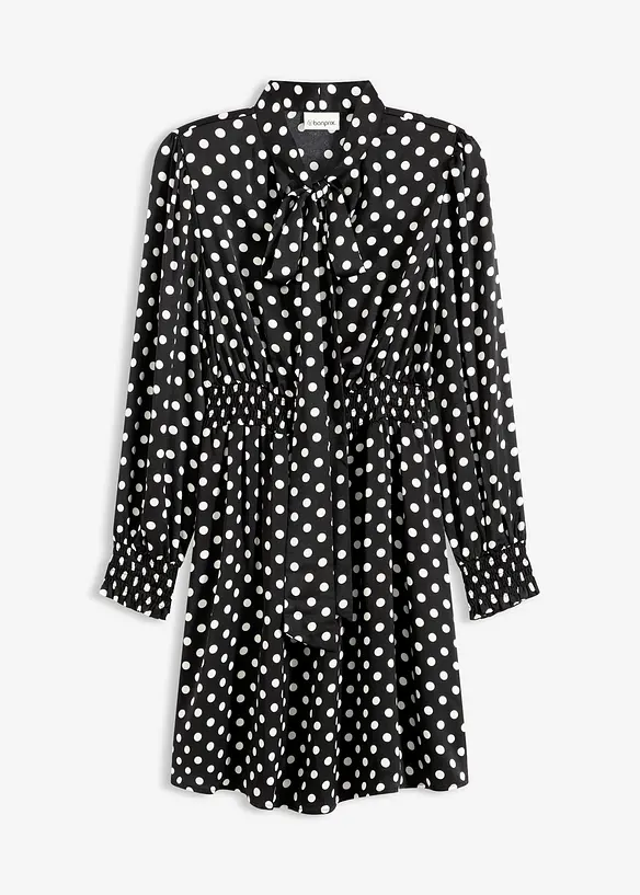 Robe &agrave; col lavalli&egrave;re en satin fluide, bonprix