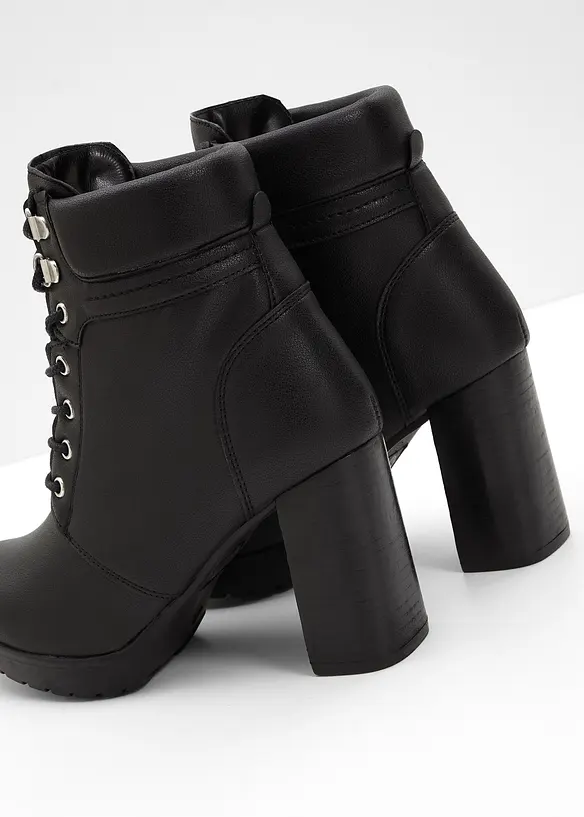 Bottines &agrave; lacets et talon haut, bonprix