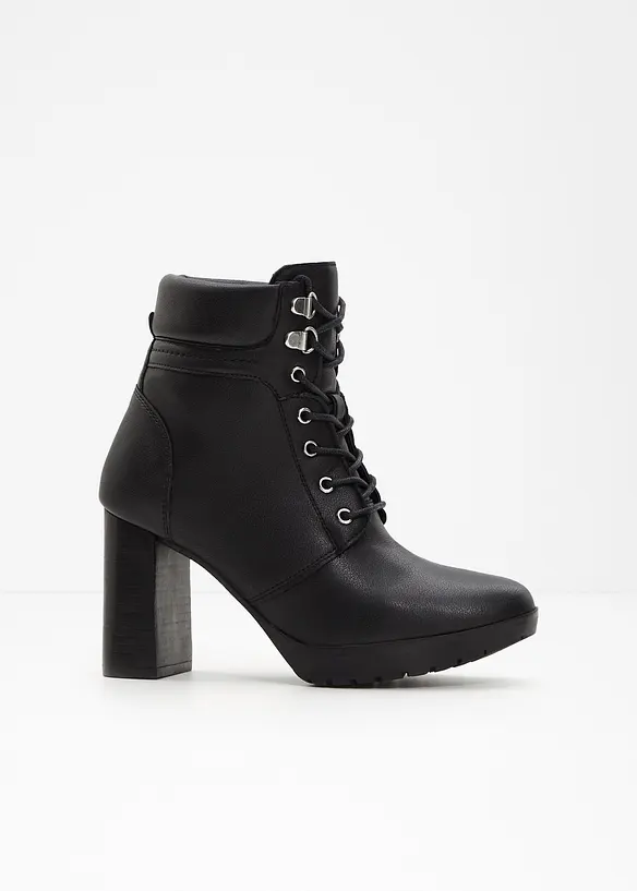 Bottines &agrave; lacets et talon haut, bonprix
