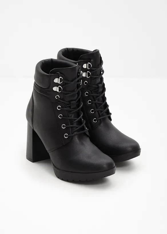 Bottines &agrave; lacets et talon haut, bonprix
