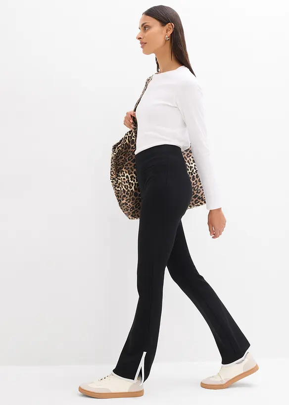 Pantalon en Punto di Roma avec fentes contrastantes, bonprix