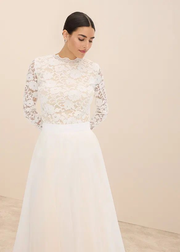 Haut manches longues en dentelle, bonprix