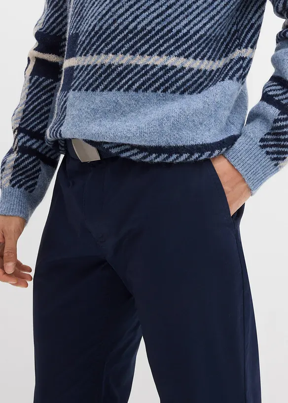 Pantalon chino regular avec ceinture, taille &eacute;lastiqu&eacute;e, droit, bonprix