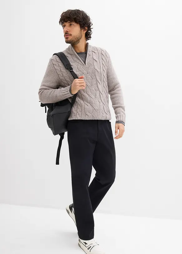 Pantalon extensible loose &agrave; taille &eacute;lastiqu&eacute;e, droit, bonprix