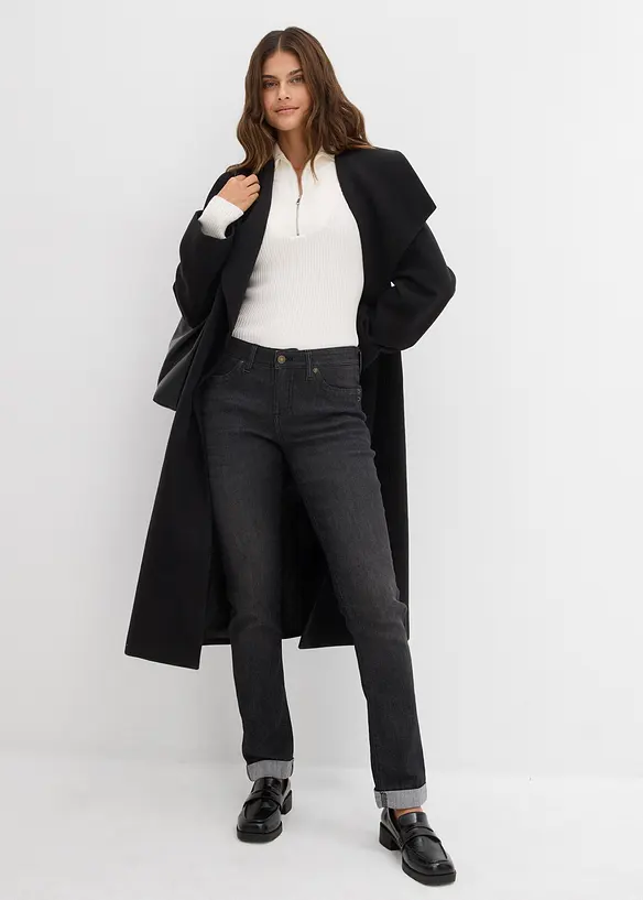 Jean droit taille mi-haute, extensible, bonprix