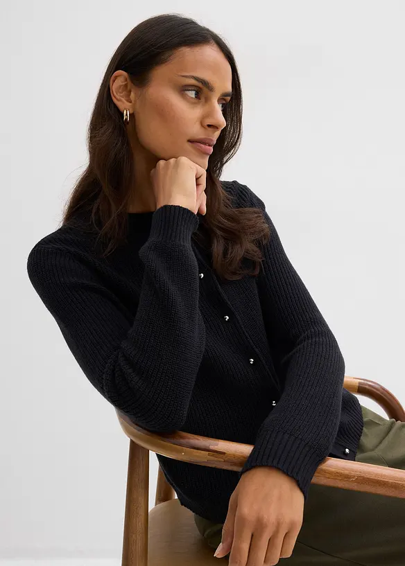 Gilet en maille avec boutons d&eacute;coratifs, bonprix