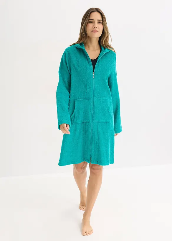 Peignoir en &eacute;ponge de coton avec fermeture zipp&eacute;e, bonprix