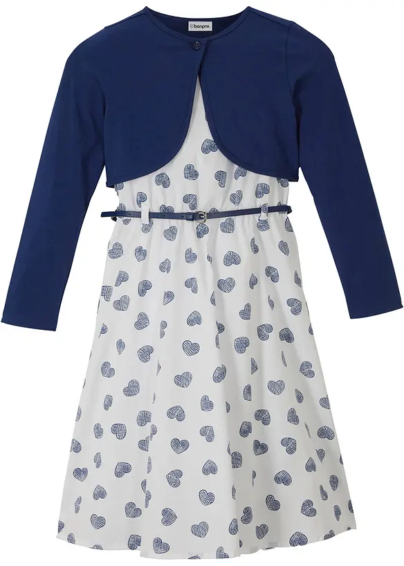 Robe fille, bol&eacute;ro, ceinture (ens. 3 pces), bonprix