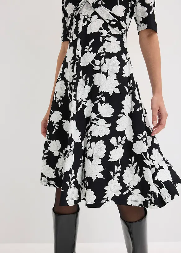 Robe en jersey imprim&eacute; avec drap&eacute;, bonprix