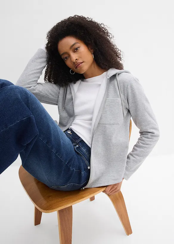 Sweat zipp&eacute; &agrave; capuche avec polyester recycl&eacute;, bonprix