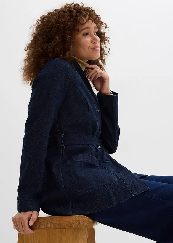 Veste en jean avec ceinture, bonprix