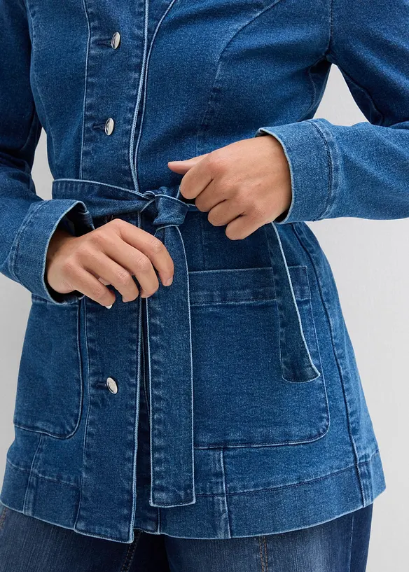 Veste en jean avec ceinture, bonprix