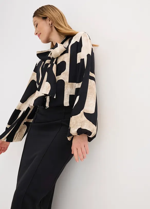 Chemisier en viscose fluide &agrave; lavalli&egrave;re, bonprix