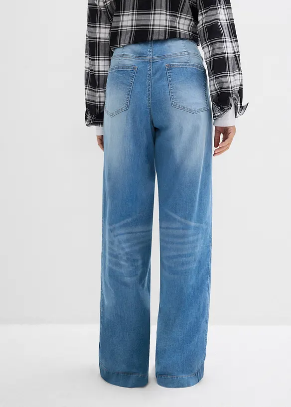 Jean large taille haute &eacute;lastiqu&eacute;e, long, bonprix