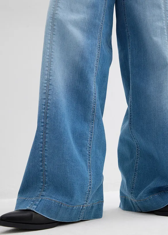 Jean large taille haute &eacute;lastiqu&eacute;e, long, bonprix