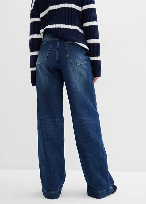 Jean large taille haute &eacute;lastiqu&eacute;e, long, bonprix