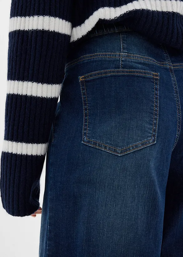 Jean large taille haute &eacute;lastiqu&eacute;e, long, bonprix