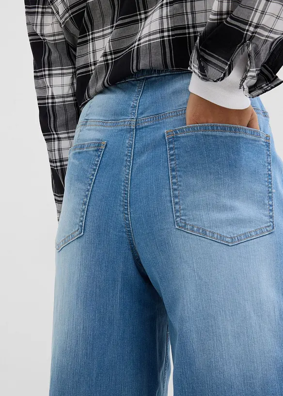 Jean large taille haute &eacute;lastiqu&eacute;e, long, bonprix