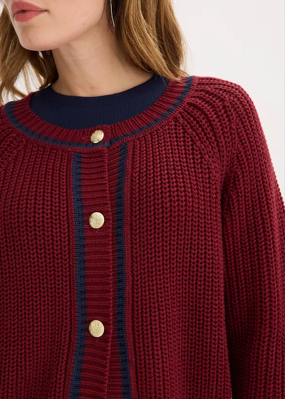 Gilet en maille &agrave; rayures contrastantes, bonprix