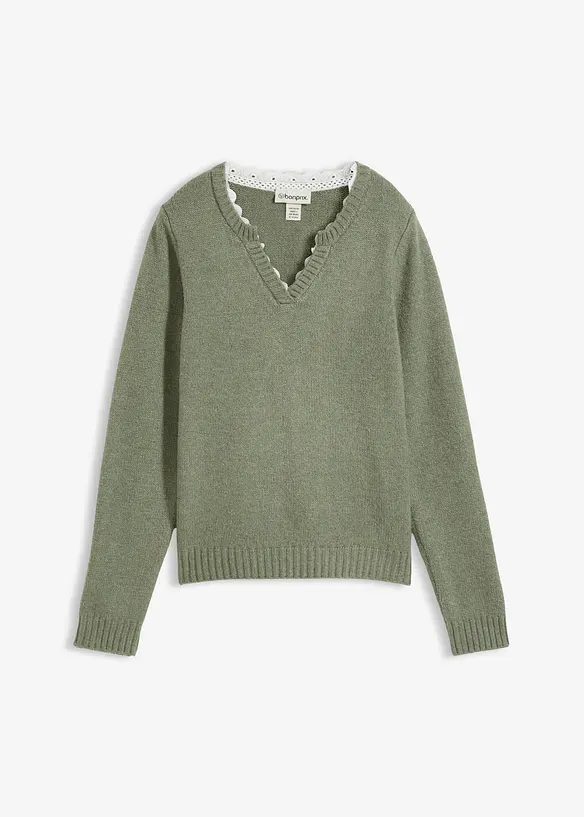 Pull &agrave; empi&egrave;cement dentelle, bonprix