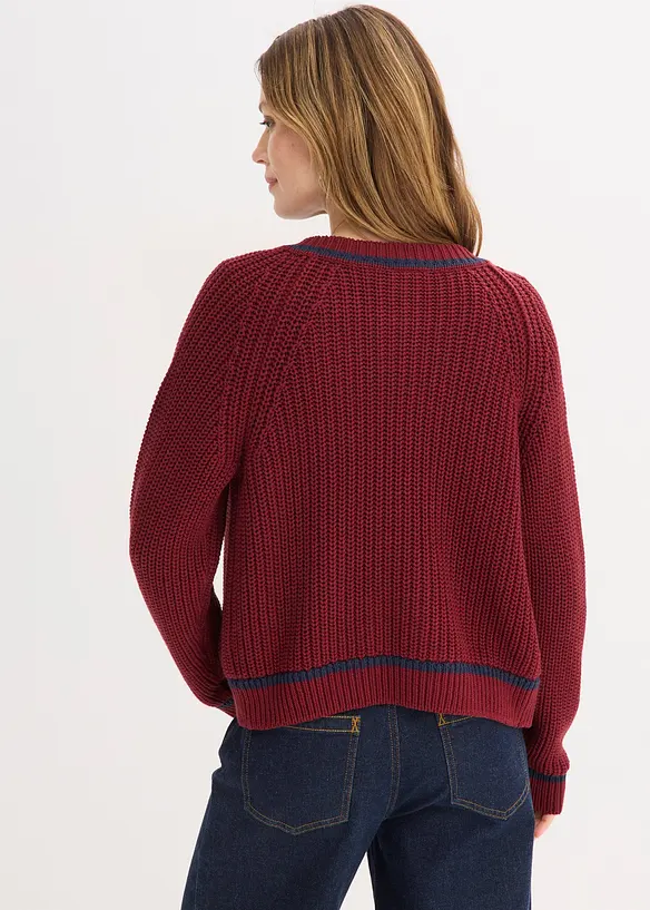 Gilet en maille &agrave; rayures contrastantes, bonprix