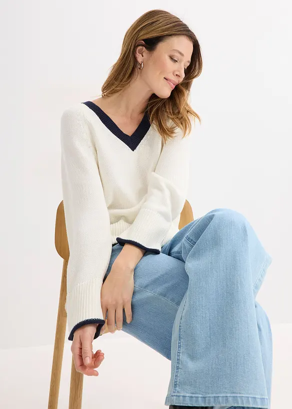 Pull &agrave; rayures contrastantes, bonprix