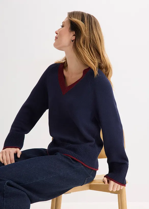 Pull &agrave; rayures contrastantes, bonprix