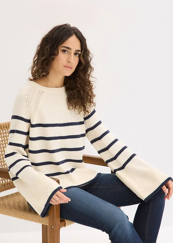 Pull &agrave; rayures contrastantes, bonprix
