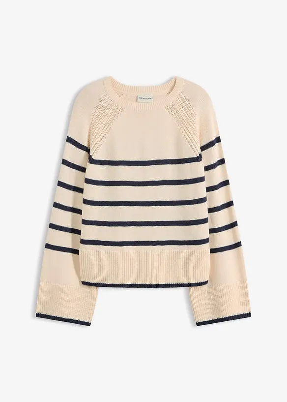 Pull &agrave; rayures contrastantes, bonprix