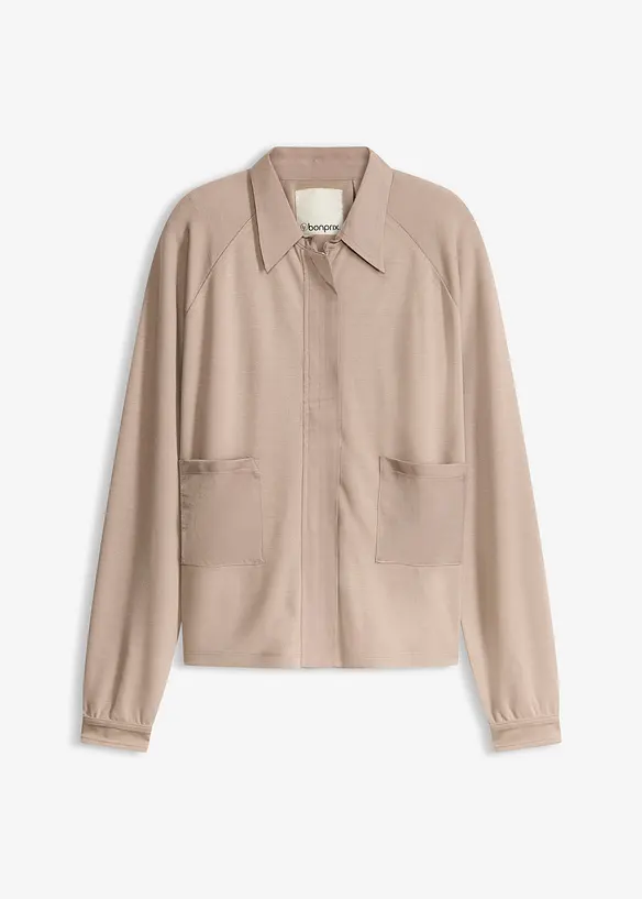 Veste l&eacute;g&egrave;re en Punto di Roma avec bordure en satin, bonprix