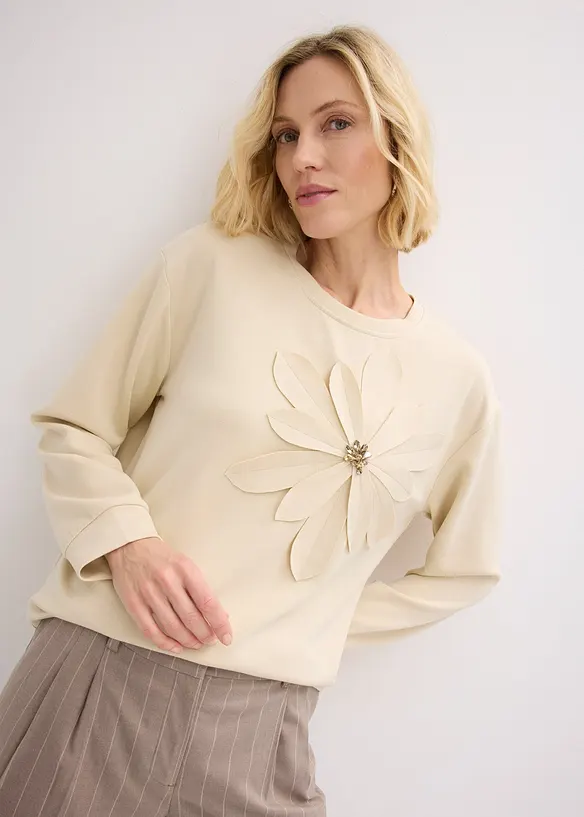 Sweat-shirt en n&eacute;opr&egrave;ne avec application, bonprix