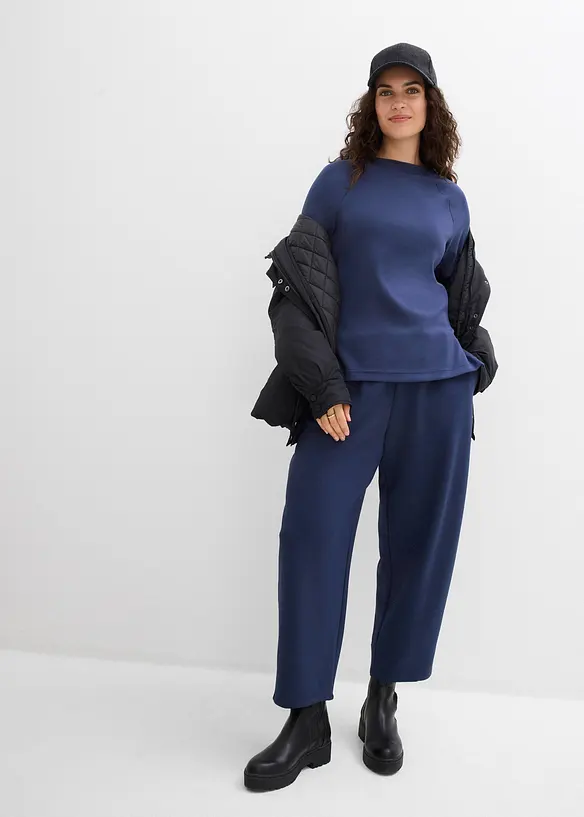 Pantalon barrel en jersey n&eacute;opr&egrave;ne, bonprix