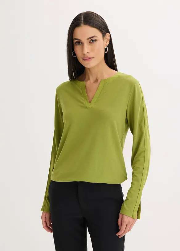 T-shirt manches longues avec empi&egrave;cement satin, bonprix