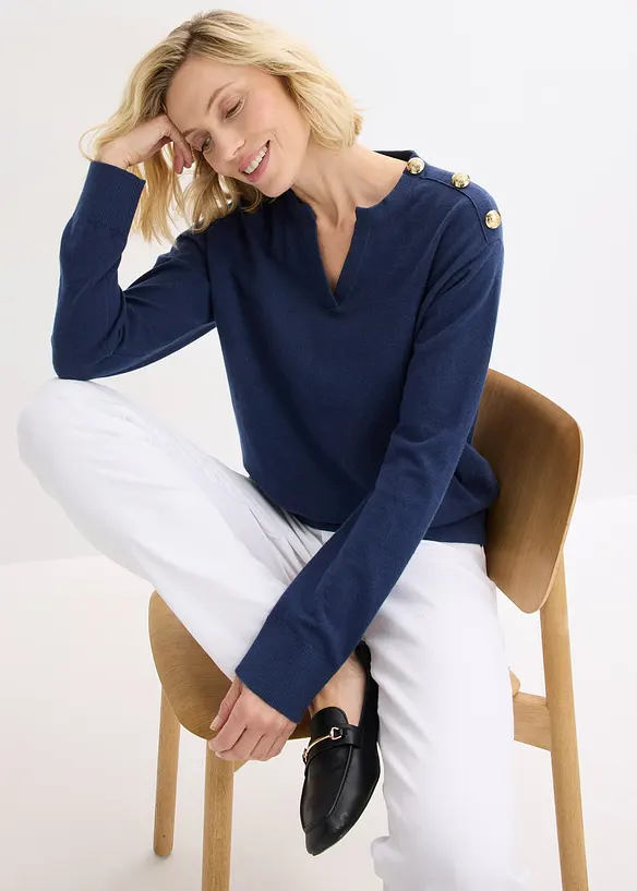 Pull en maille avec boutons, bonprix