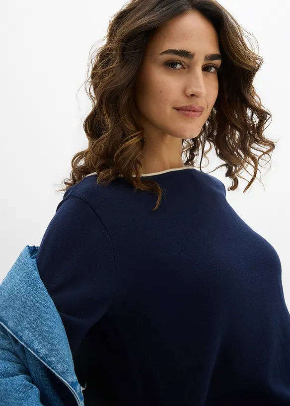Pull en fine maille de coton m&eacute;lang&eacute;, bonprix