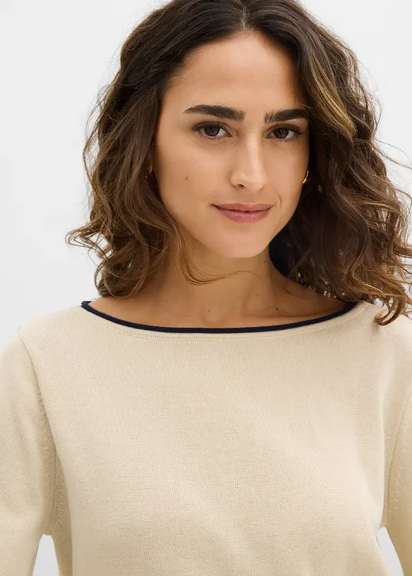 Pull en fine maille de coton m&eacute;lang&eacute;, bonprix