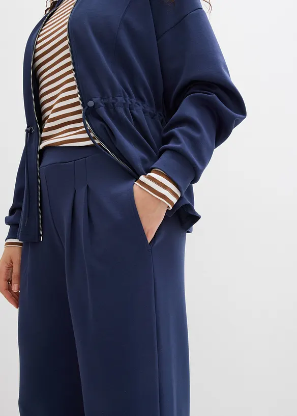 Pantalon en jersey n&eacute;opr&egrave;ne &agrave; pinces, bonprix