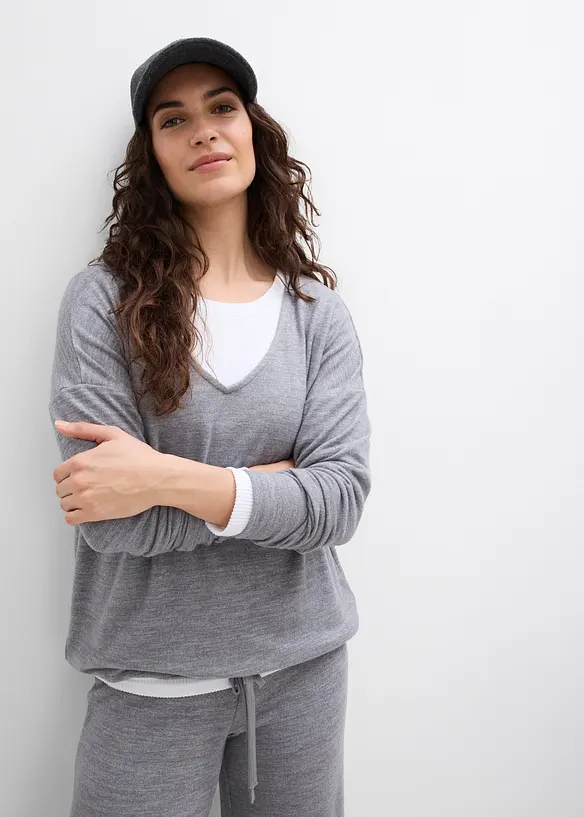 Sweat-shirt oversize effet maille, bonprix